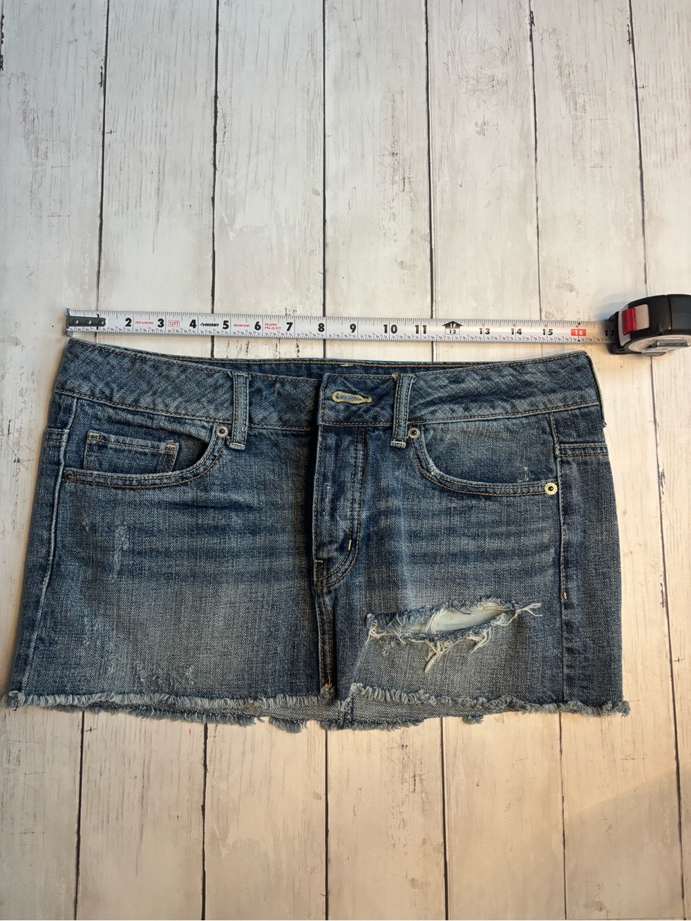 American Eagle Outfitters Distressed Denim Mini Skirt - Picture 2 of 6